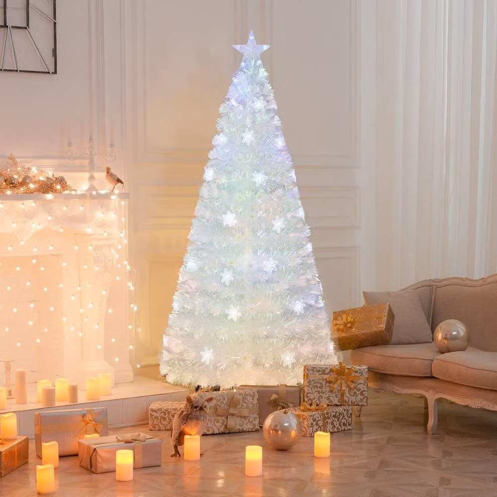 KORVIXA White LED Artificial Fiber Optic Christmas Tree – 2