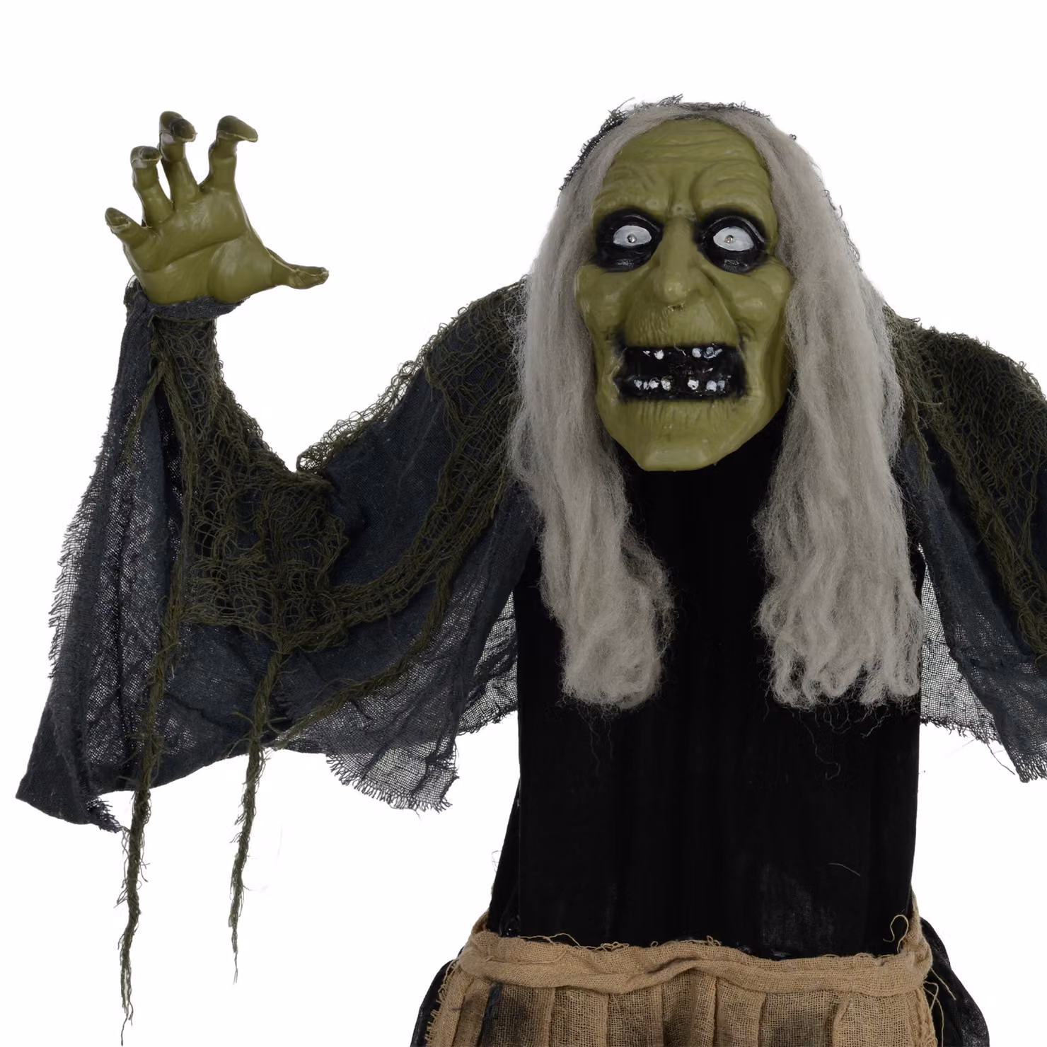 HOMCOM Hunchback Witch Halloween Animatronic with Glowing Eyes in Red and Multicolour – 7