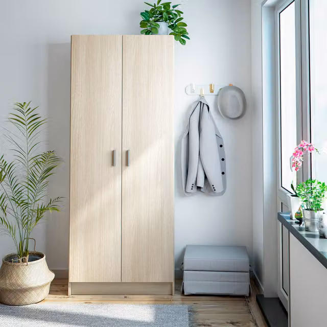VITA Freestanding Tall Kitchen and Utility Room Cabinet in Brown and Beige