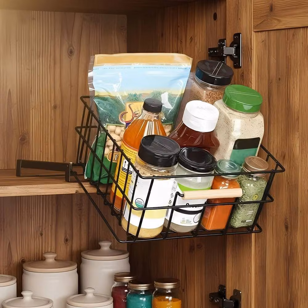 Havendro Metal Kitchen Pull-Out Storage Basket in Black – 3