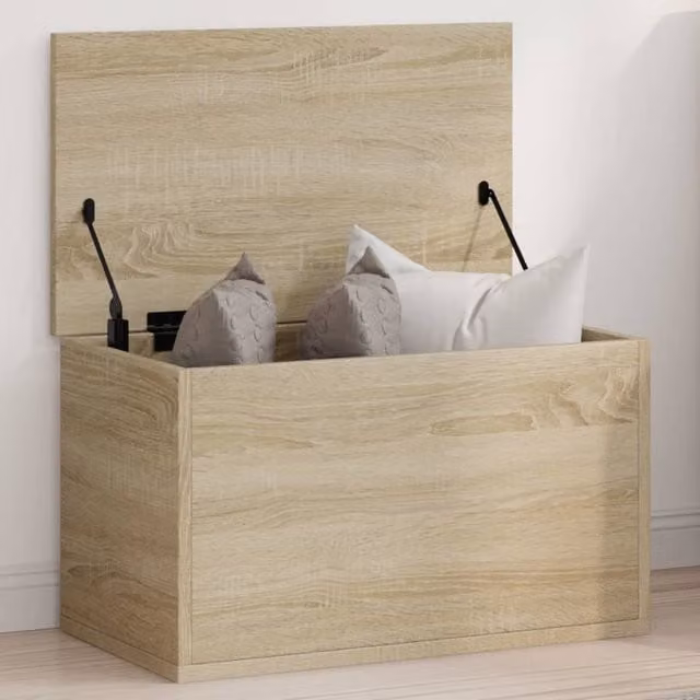 Berkfield Home Sonoma Oak Storage Box in Brown, W/D/H: 60 x 35 x 35 cm