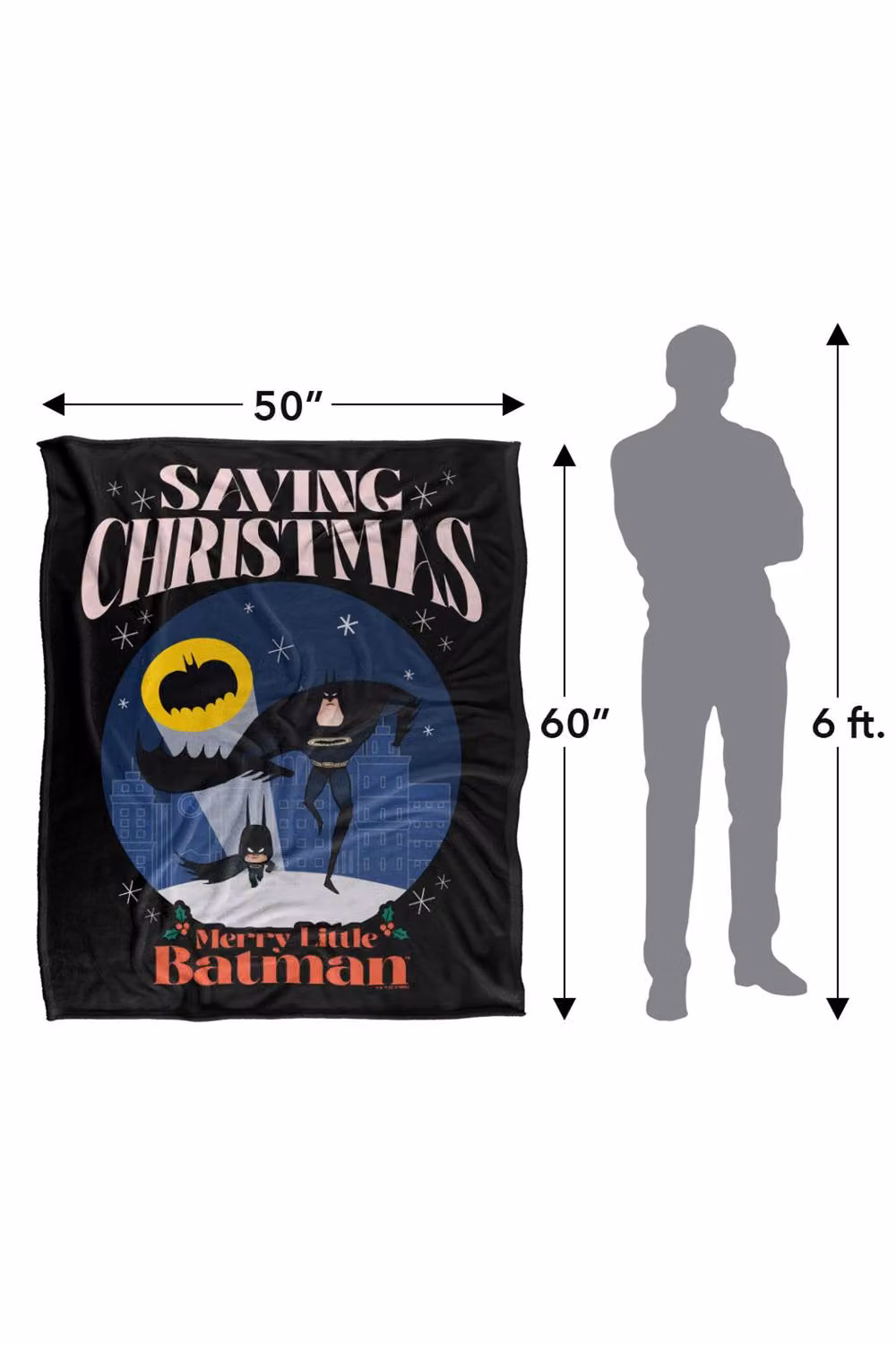 Warner Bros. Merry Little Batman Saving Christmas Super Soft Fluffy Polyester Throw Blanket in Multicolour, Large – 3