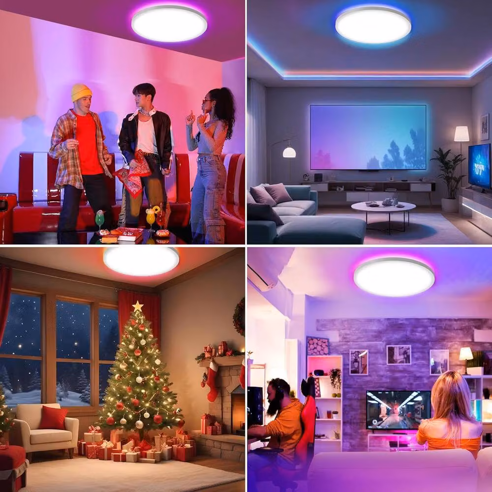 COMELY Round LED Ceiling Light, 24W Dimmable RGBW Colour Changing Light in White – 3
