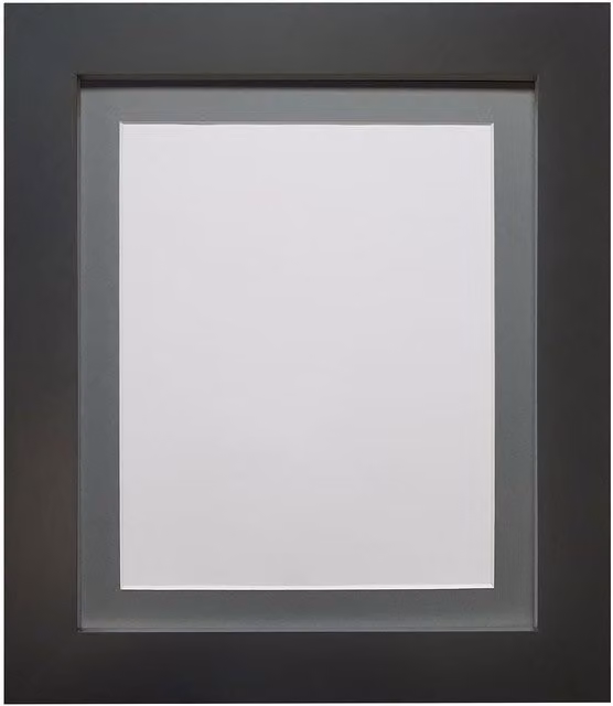 Frames & Mirrors 4U Metro Black Rectangular Picture Frame with Dark Grey Mount for 12 x 8 Inch Images – 1