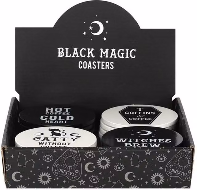 KDMD Black Magic Round Coasters, 2 Pack, Black and White – 1