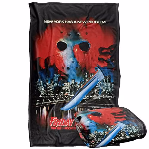 LOGOVISION Friday The 13th Jason Takes Manhattan Poster Super Soft Fleece Throw Blanket, Multicolour, W/D/H: 91 x 147 cm