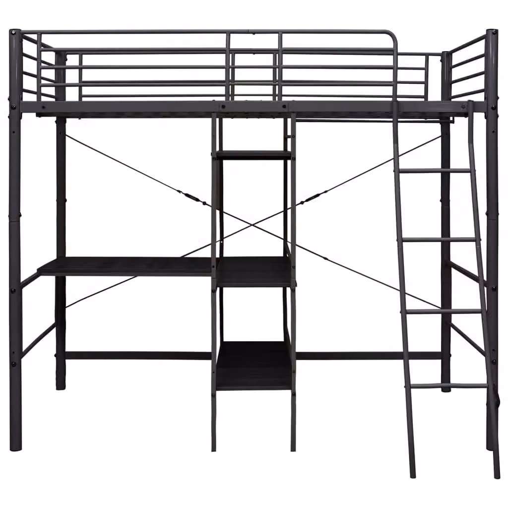 Berkfield Home Black Metal Bunk Bed with Table Frame W/D/H: 90 x 200 cm – 2
