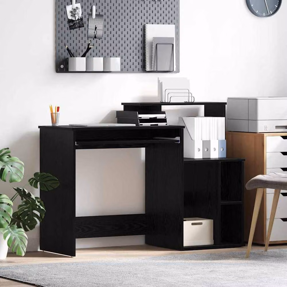 Berkfield Home Modern Writing Desk with Storage in Black Oak, W/D/H: 120.5 x 44 x 88.5 cm – 2