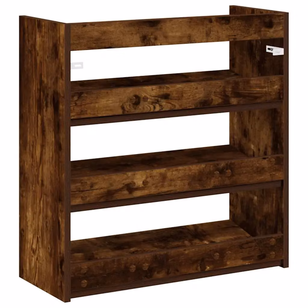 Berkfield Home Smoked Oak Shoe Rack in Brown, W/D/H: 60 x 25 x 62 cm – 5