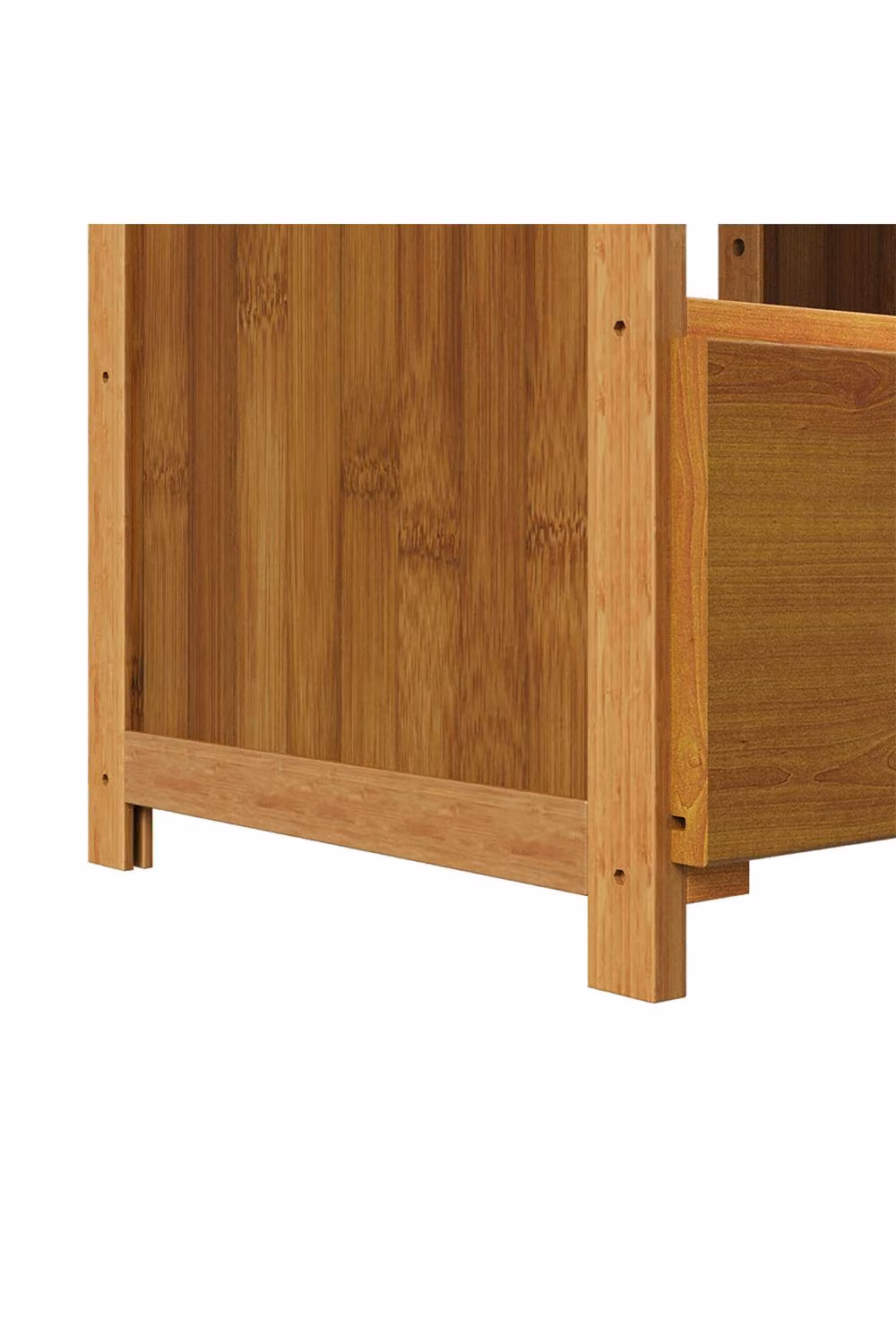 Living and Home Modern Minimalist Bedside Table with Drawer in Brown – 3