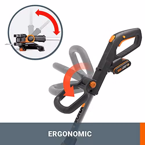 WORX WG163E.9 20V PowerShare Cordless Grass Trimmer with 30cm Cutting Line, Black and Orange, Tool Only – 3