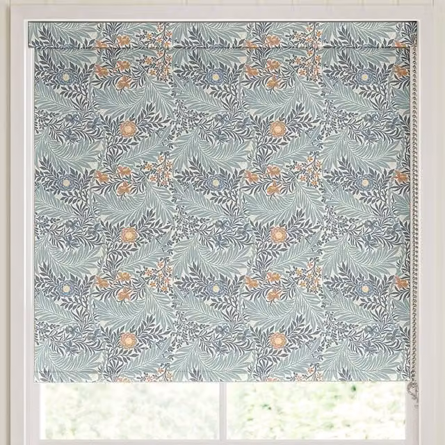 William Morris At Home Larkspur Floral Blackout Made to Measure Roller Blind in Blue and Multicolour