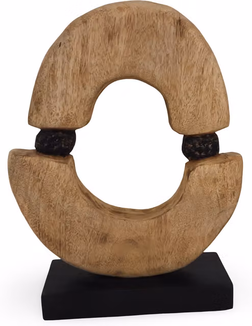 North Interiors Orbit Form Abstract Modern Wood Sculpture in Brown and Orange