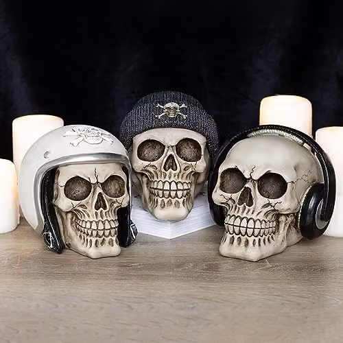 Something Different Wholesale Gothic Resin Skull Ornament with Beanie in Black – 2