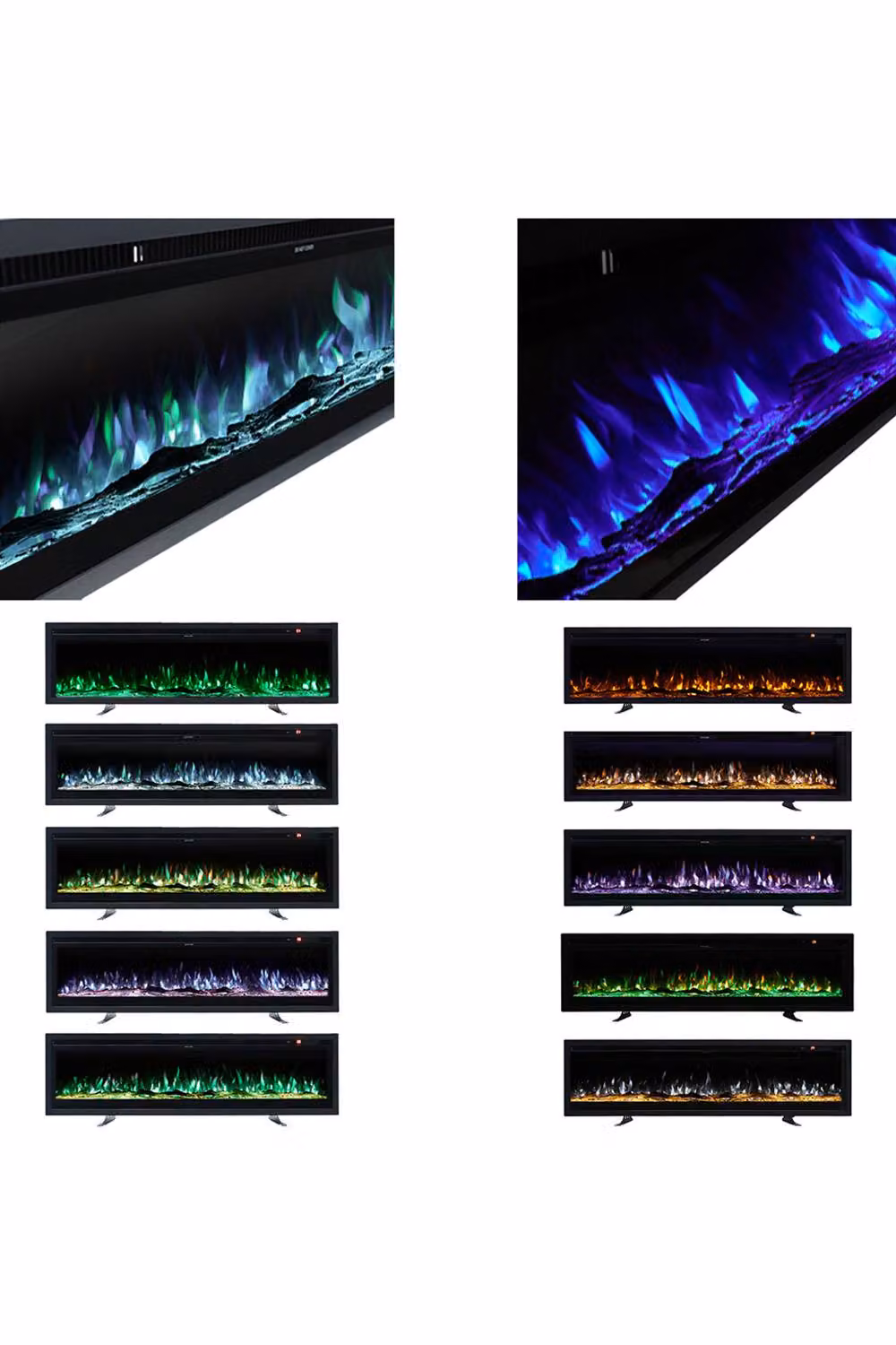 Living and Home 80 Inch Electric Fireplace with Remote, 12 Colours, Black – 5