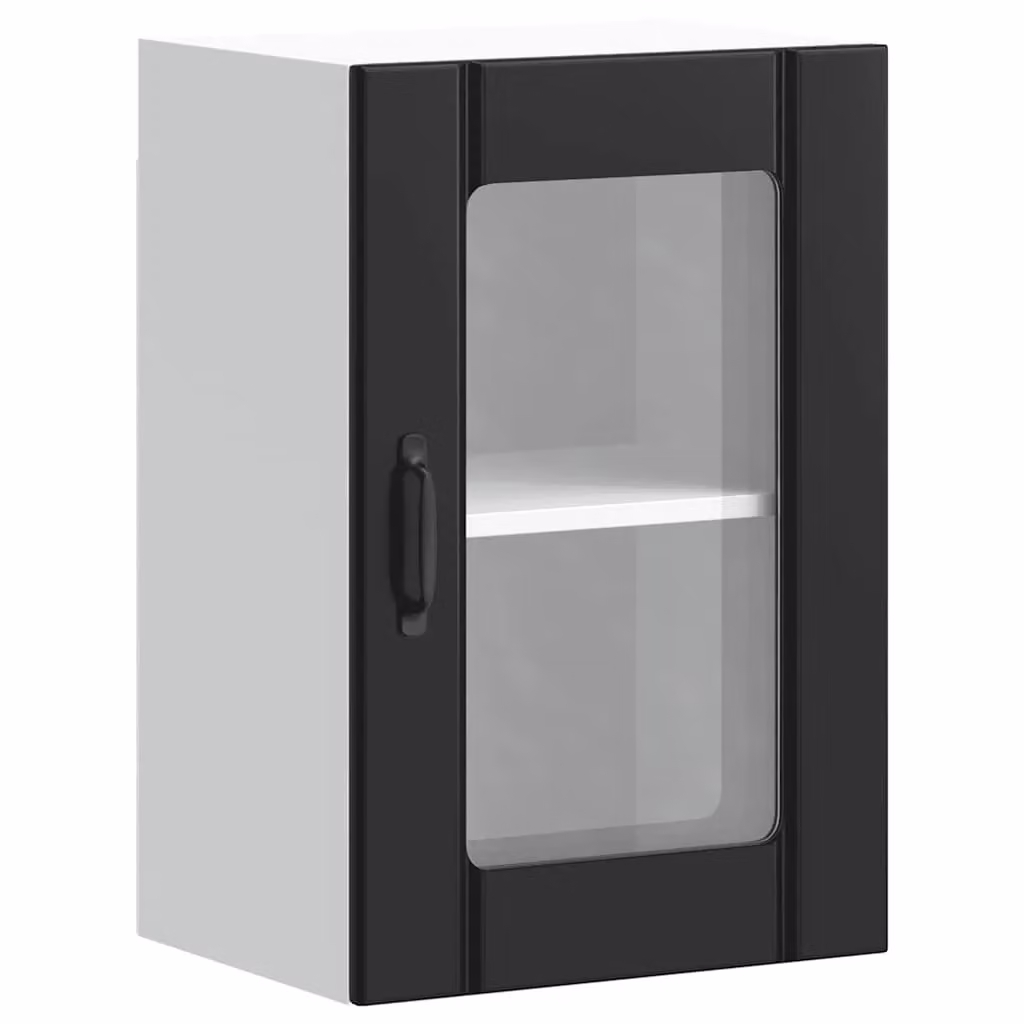 Berkfield Home Lucca Black Modern Kitchen Wall Cabinet with Glass Doors – 2