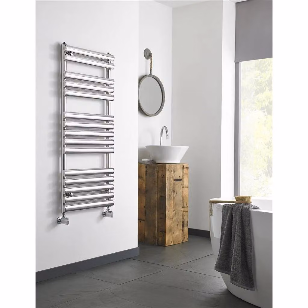 Clifton Stainless Steel Vertical Bathroom Towel Radiator in Silver, H 80 cm x W 50 cm – 2