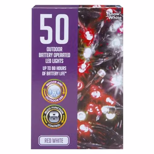 VFM e-Store Christmas String Lights with 50 Bulbs in White, Red and Multicolour – 4