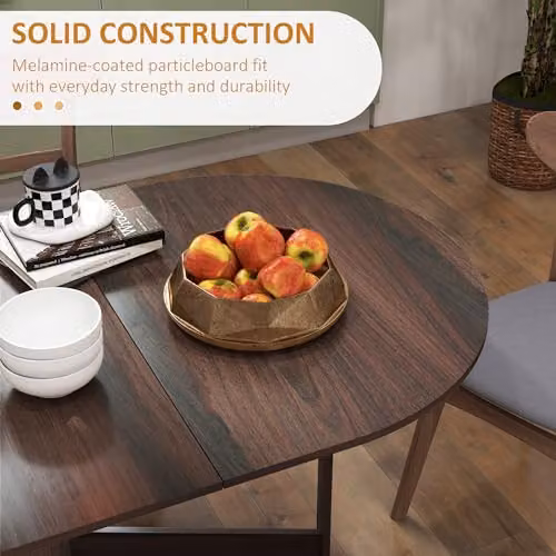 HOMCOM Oval Folding Dining Table with Butterfly Drop Leaf in Brown, W/D/H: 163 x 80 x 75 cm – 6