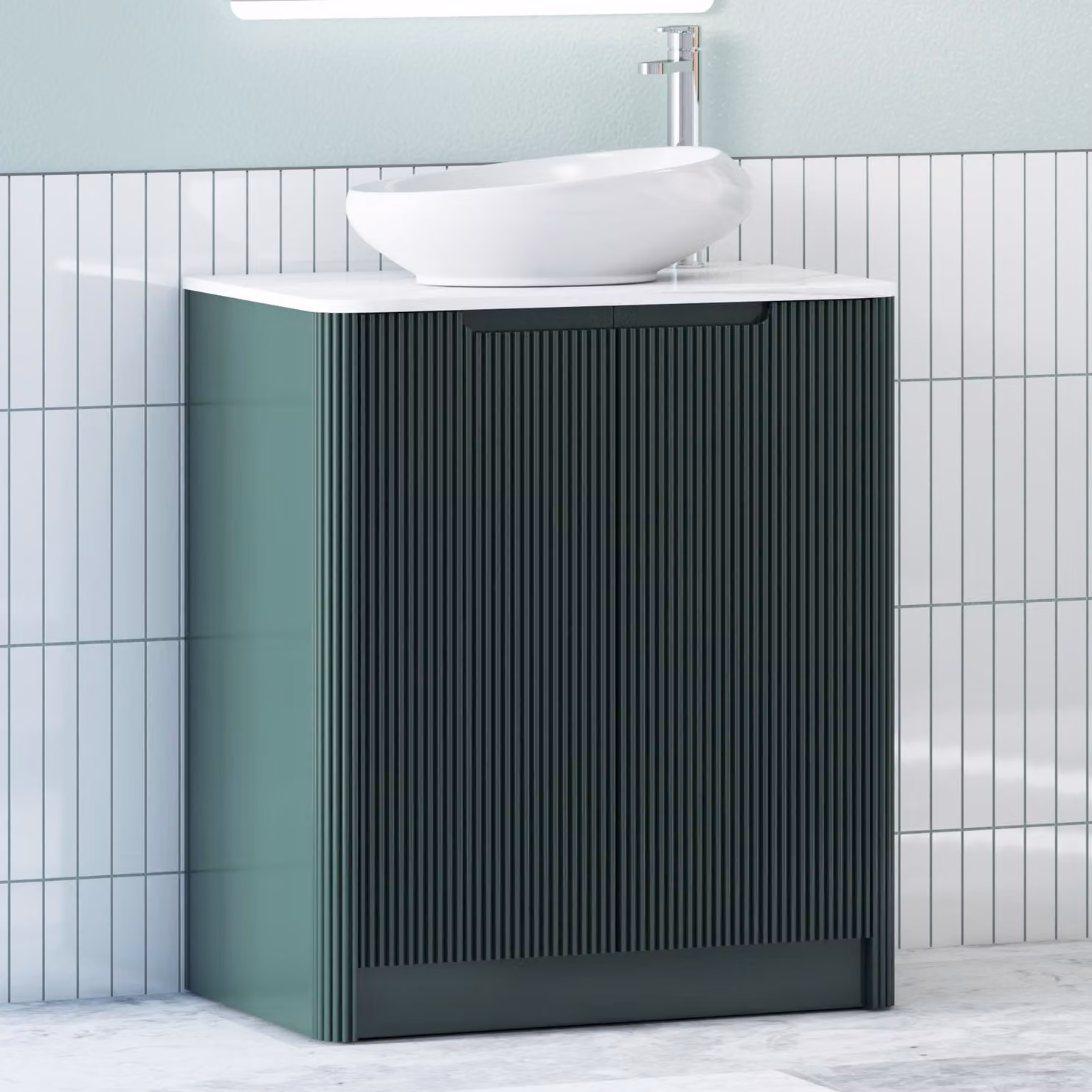 Royal Bathrooms Avenza 2 Door Floor Standing Bathroom Vanity Unit with Nova Basin in Moss Green and White