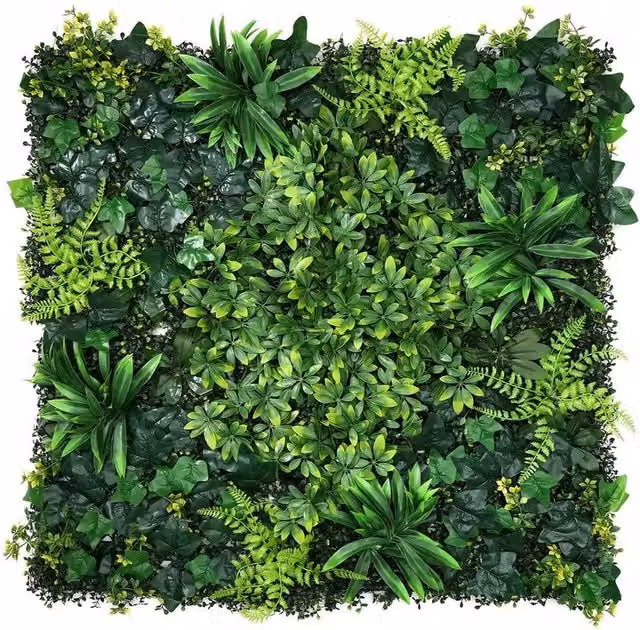 FLAVORA Reversible Indoor Outdoor Artificial Plant Wall Panels, Green, W: 1 m, D: 1 m