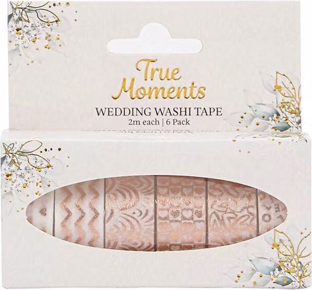 True Moments Pack of 6 Gold Paper Wedding Washi Tapes
