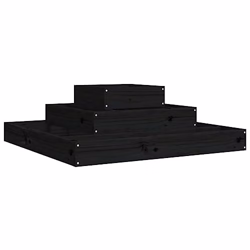 vidaXL Black Solid Wood Pine Planter Tub W: 80 cm, D: 80 cm, H: 27 cm – 1