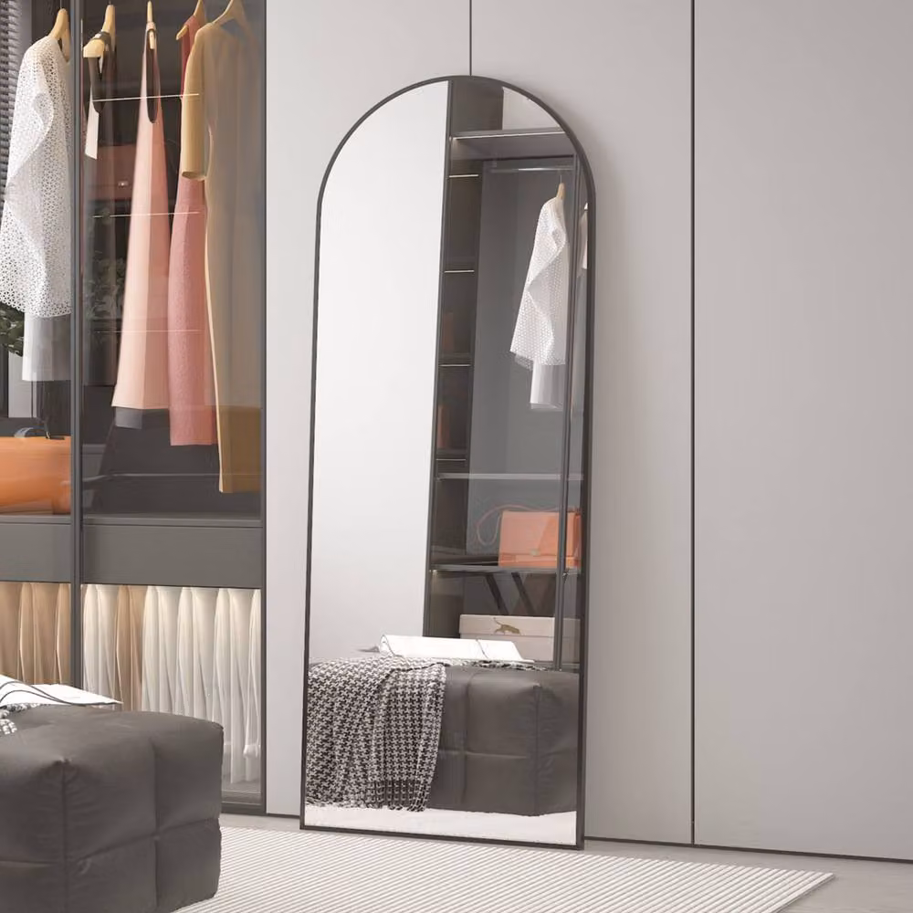 CASSILANDO Modern Black Arch Floor Mirror, Standing or Hanging, H 162 cm x W 53 cm x D 1.4 cm – 3