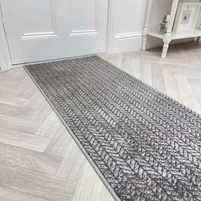 runrug Empire Hallway Carpet Runner Rug in Light Grey, W: 60 cm, L: 300 cm