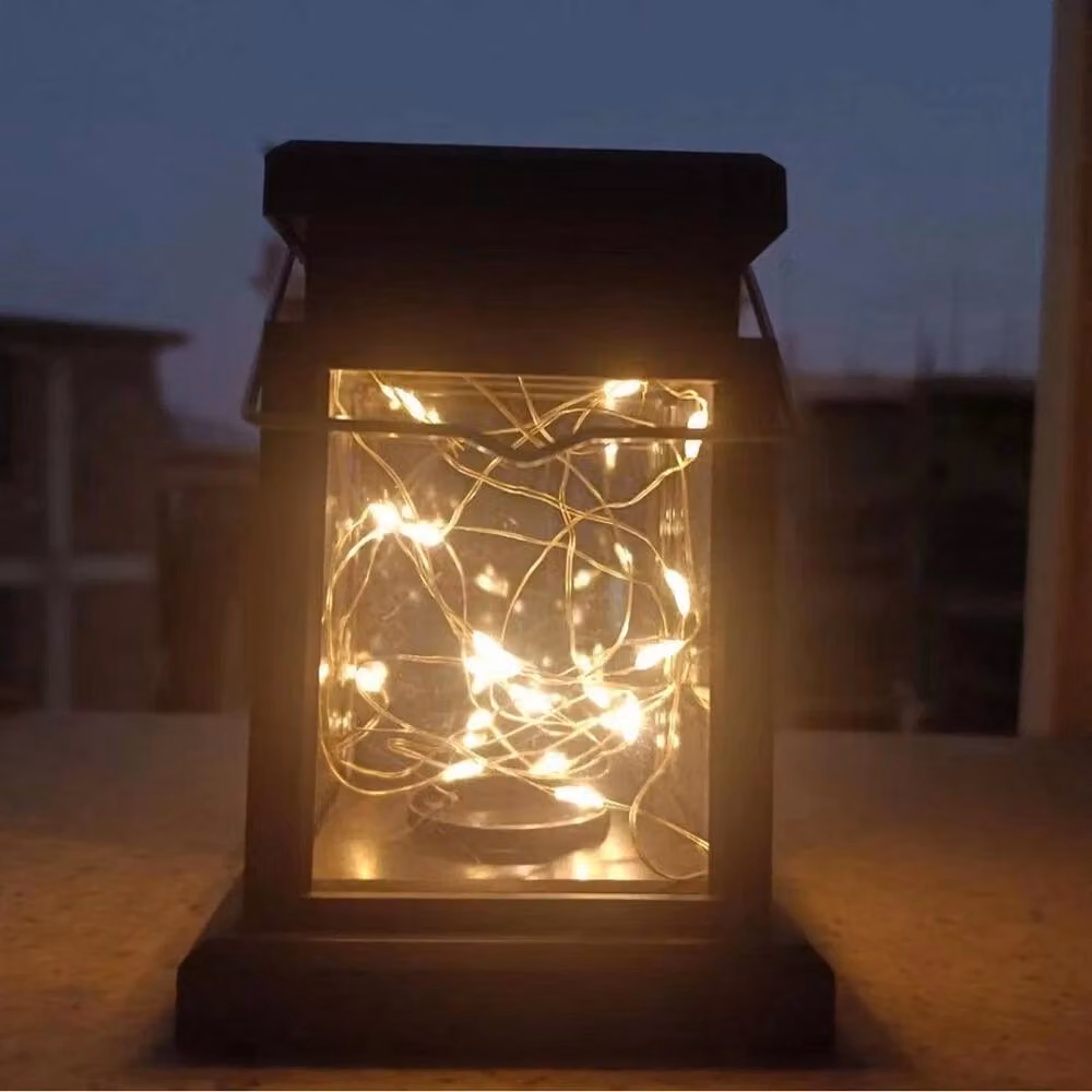 EONLION 4X LED Waterproof Solar Powered Hanging Lantern in Black, Height: 100 cm – 4