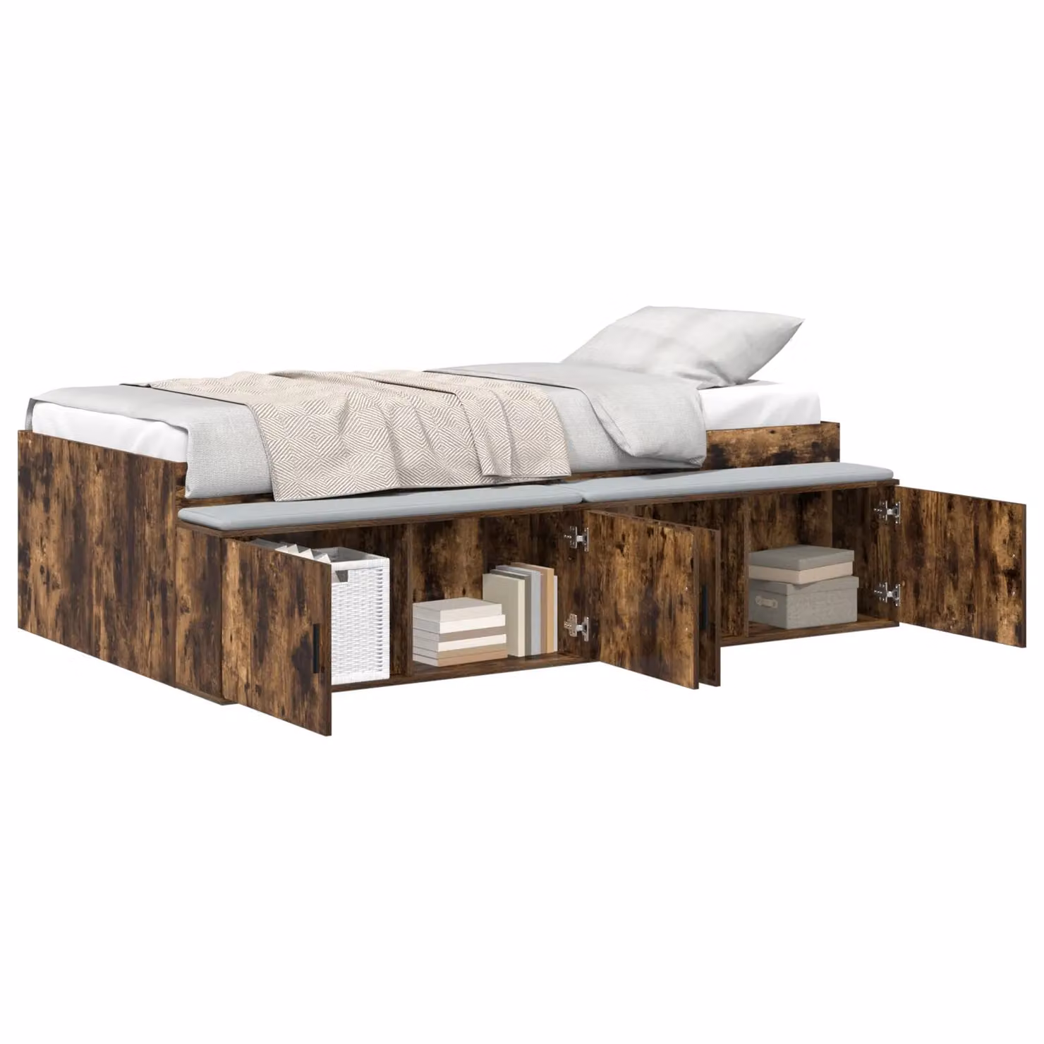 Berkfield Home Smoked Oak Storage Bed Frame with Drawers, Brown, W/D/H: 90 x 200 cm – 2