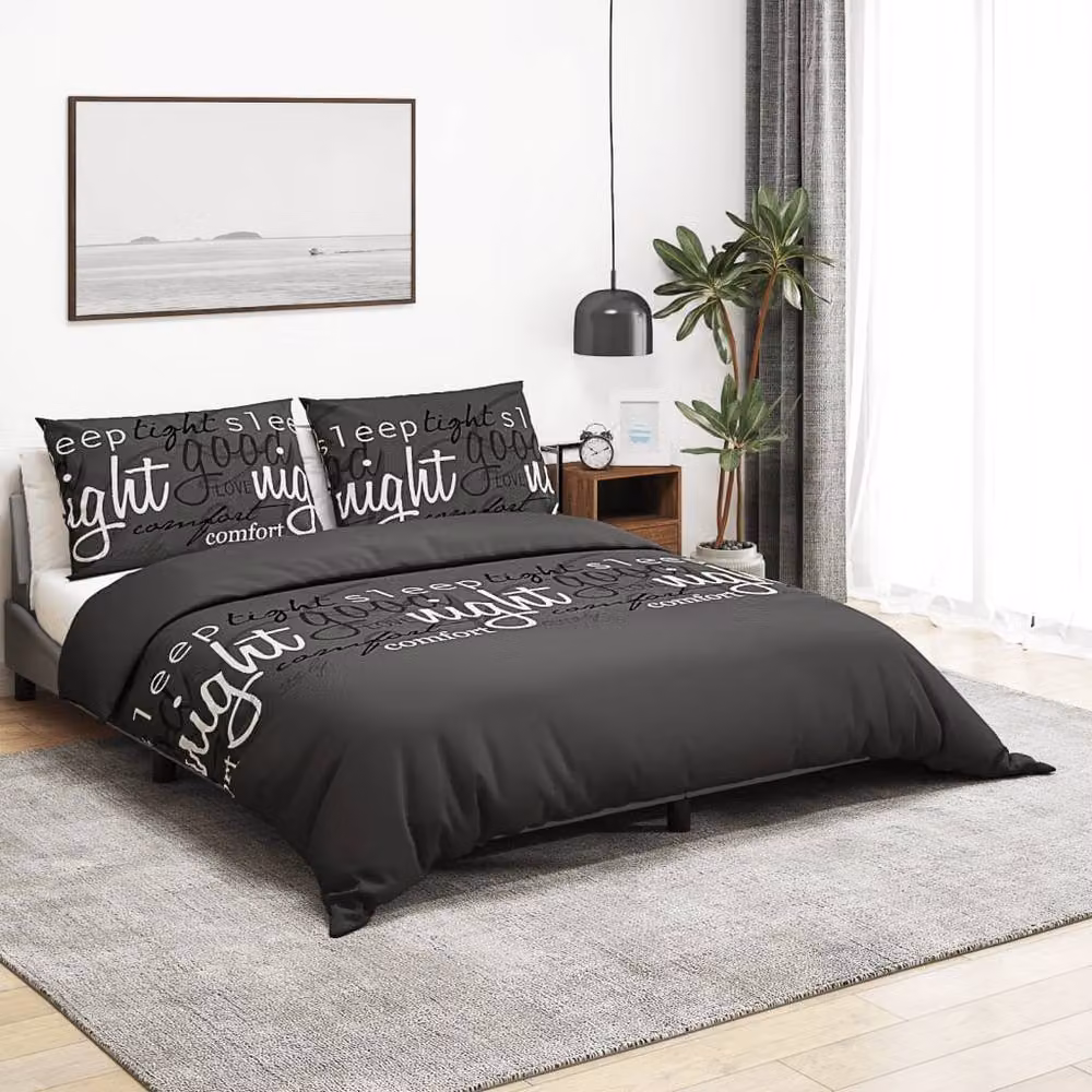 Berkfield Home Black Cotton Duvet Cover and Pillowcase Set, 200 x 200 cm – 2