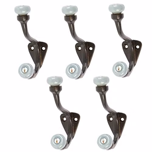 Hammer and Tongs Grey Ceramic Ball Hat and Coat Hooks in Black, Pack of 5, H105mm x W30mm – 2