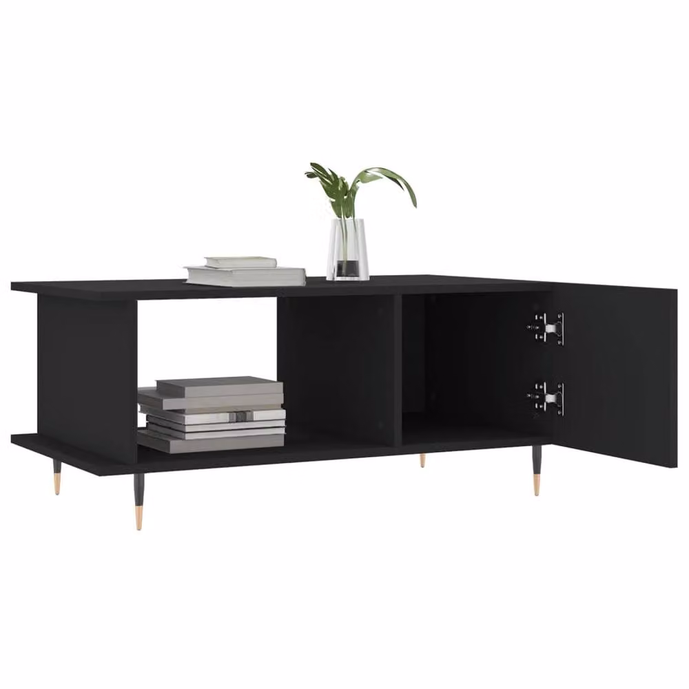 Berkfield Home Modern Black Rectangular Coffee Table W/D/H: 90 x 50 x 40 cm – 3