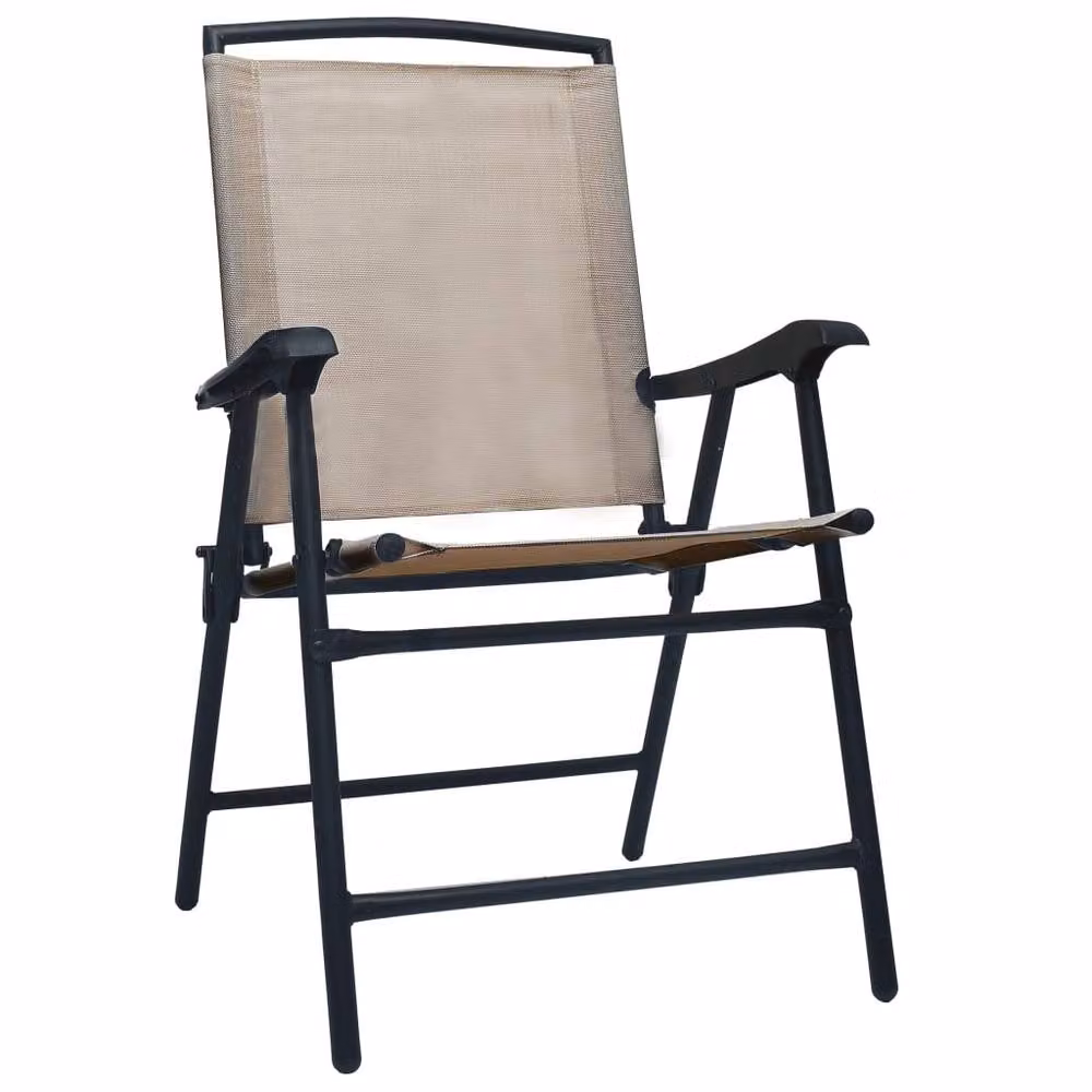 Berkfield Home Set of 2 Folding Garden Chairs in Beige Texilene and Steel – 2