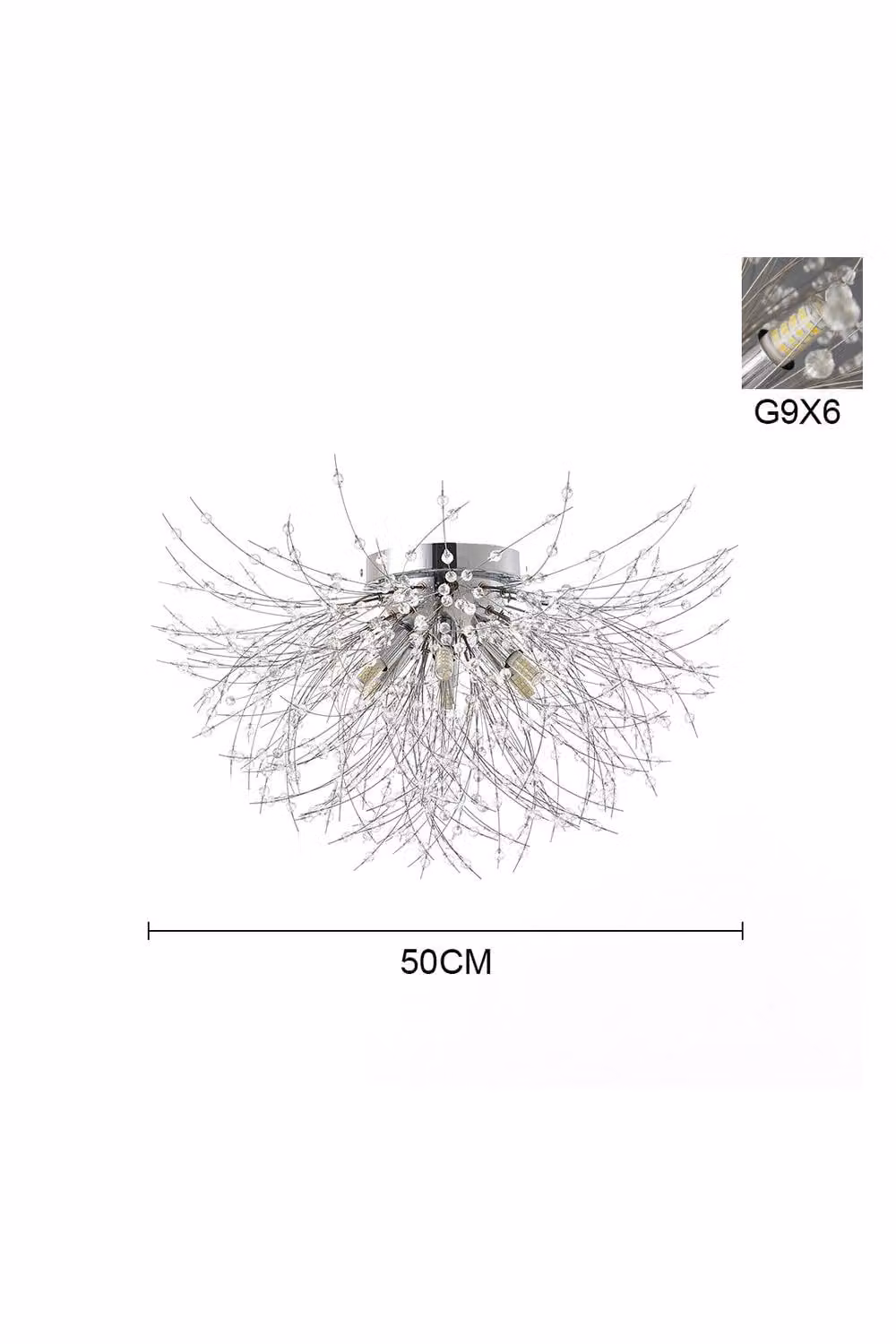 Garden Sanctuary Sputnik Flush Mount Ceiling Light in Silver with Crystal Details – 3
