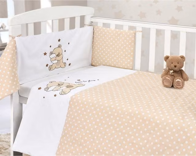 My Little World 2pc Teddy Bale Set in Cream, White, Yellow and Beige