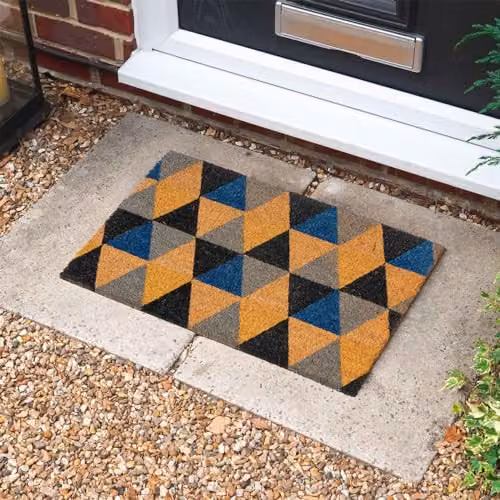 Nicola Spring Geometric Coir Door Mats, Pack of 2, Brown and Multicolour, W: 60 cm, D: 40 cm – 4