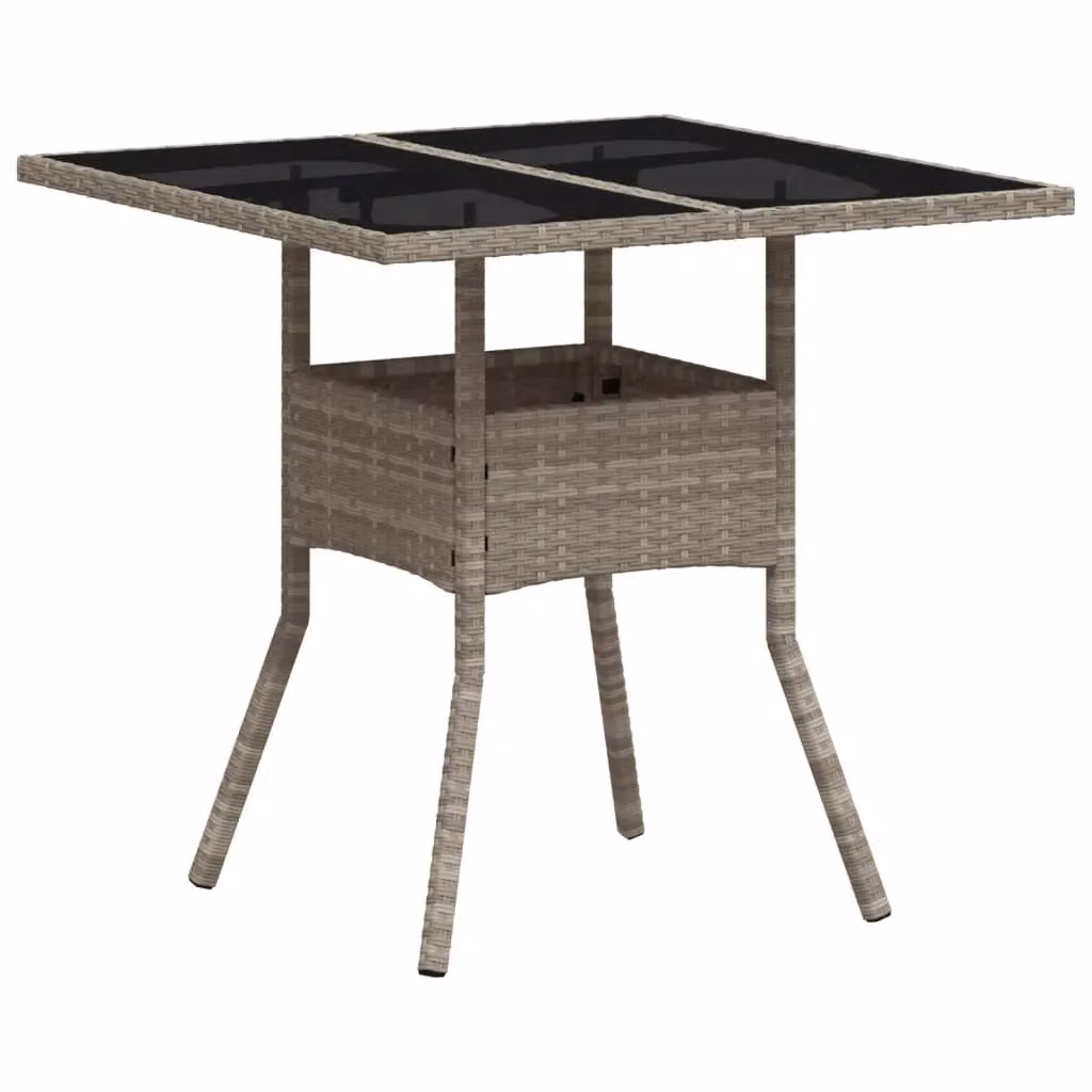 Berkfield Home Modern Garden Table with Glass Top, Light Grey, W/D/H: 80 x 80 x 75 cm – 2