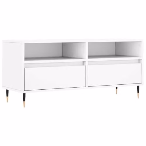 vidaXL TV Cabinet in White, W/D/H: 100 x 34.5 x 44.5 cm