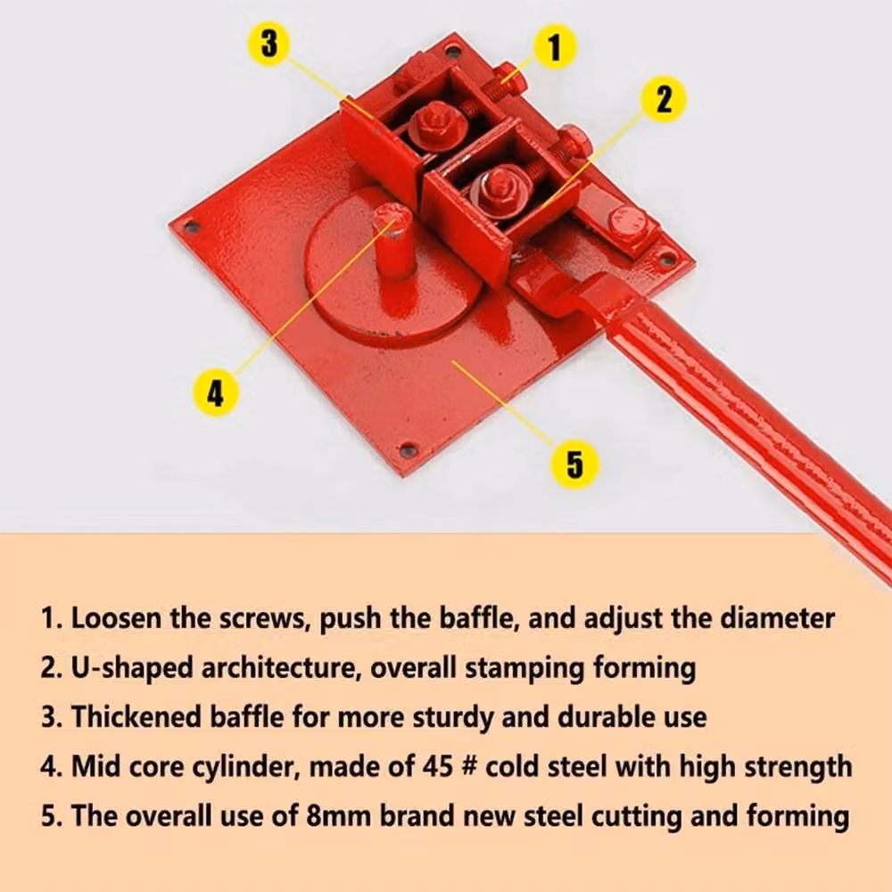 NESTLUNE Heavy-duty Manual Rebar Bender 1-20mm Bending Tool in Red, W: 1000 cm, H: 520 cm – 2