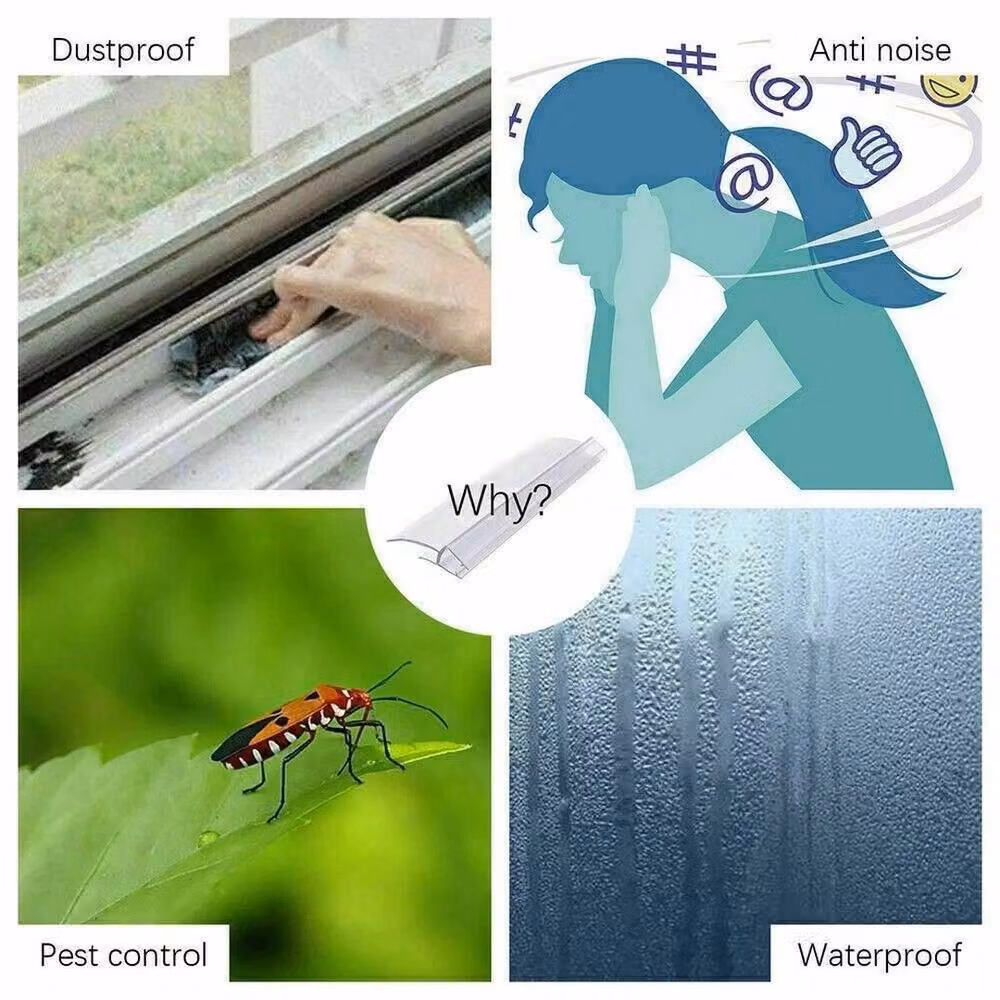 NESTLUNE Clear Plastic Bath Shower Screen Door Seal Strip for 4-6mm Glass – 2