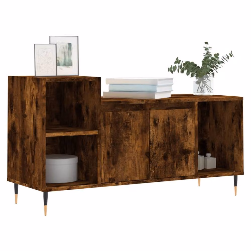 Berkfield Home Smoked Oak TV Cabinet in Brown, W/D/H: 100 x 35 x 55 cm – 3