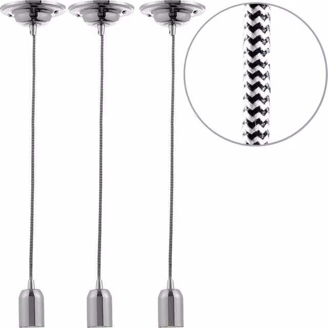 Litecraft Industrial Style Braided Herringbone Pendant Cable Kit in Silver