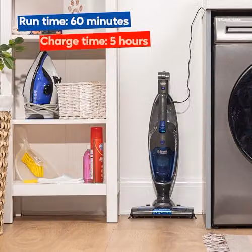 Russell Hobbs Centaur 2 in 1 Cordless Bagless Stick Vacuum, 800W, 60-Min Run Time, Grey & Blue RHSV2211 – 8