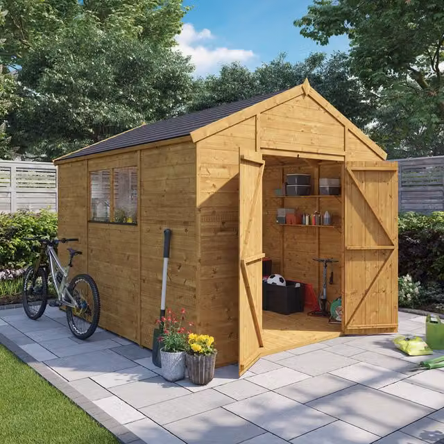 BillyOh Expert Tongue and Groove Apex Wooden Workshop with Windows in Brown