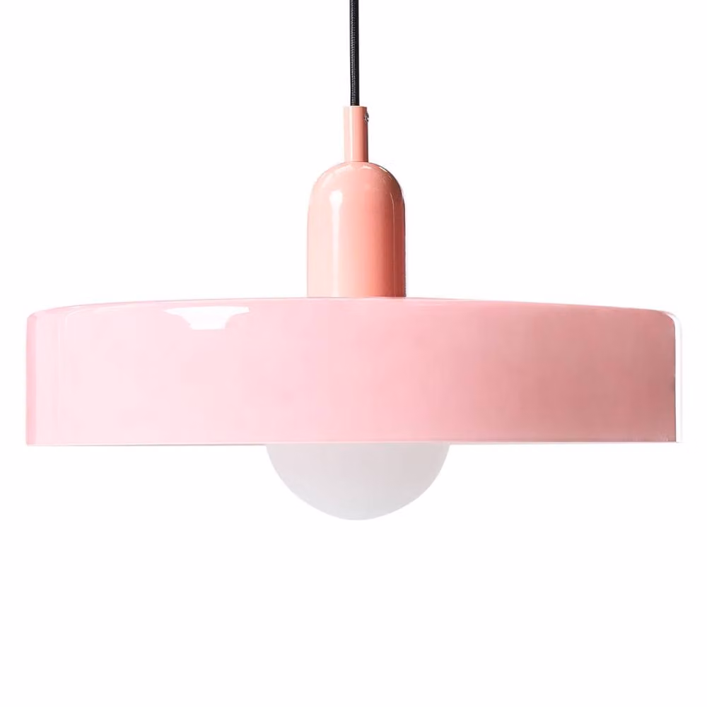 Wyld and Coco Retro Pink Glass Sphere Pendant Lamp with Metal Shade – 2