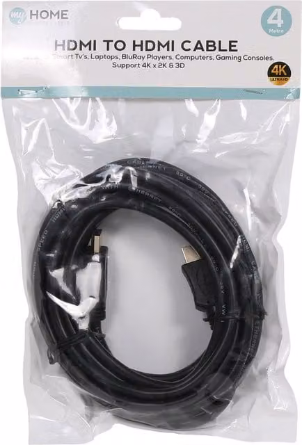 My Home Black HDMI to HDMI Long Cable, 4m