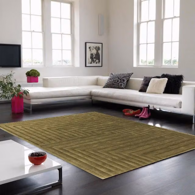 The Rug Shop UK Green Handmade Abstract Wool Area Rug, W: 120 cm, L: 170 cm – 1
