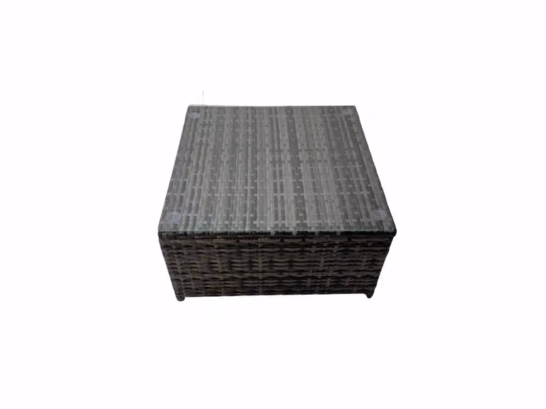 Fimous Garden Furniture L-Shape Sofa Set in Dark Grey with Armchair, Two Ottomans and Coffee Table